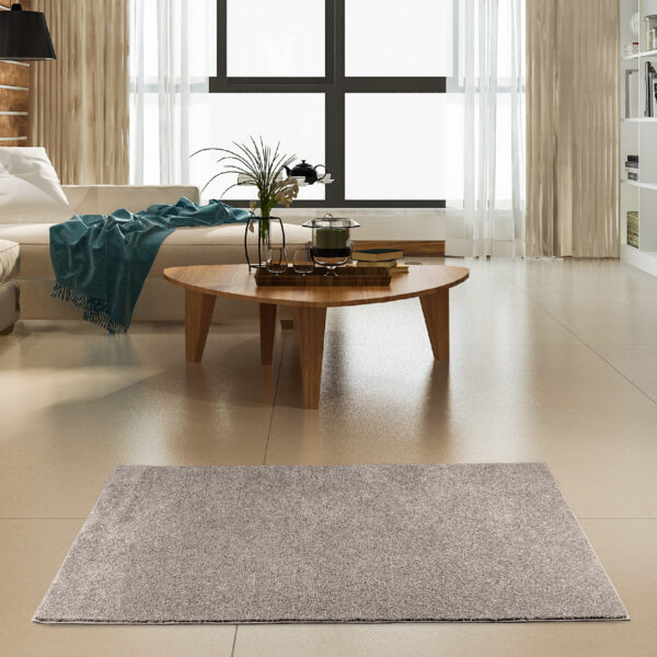 Modern Plush  2' X 12' Runner Beige Solid Color Pet and Kids Friendly Area Rugs - Image 2