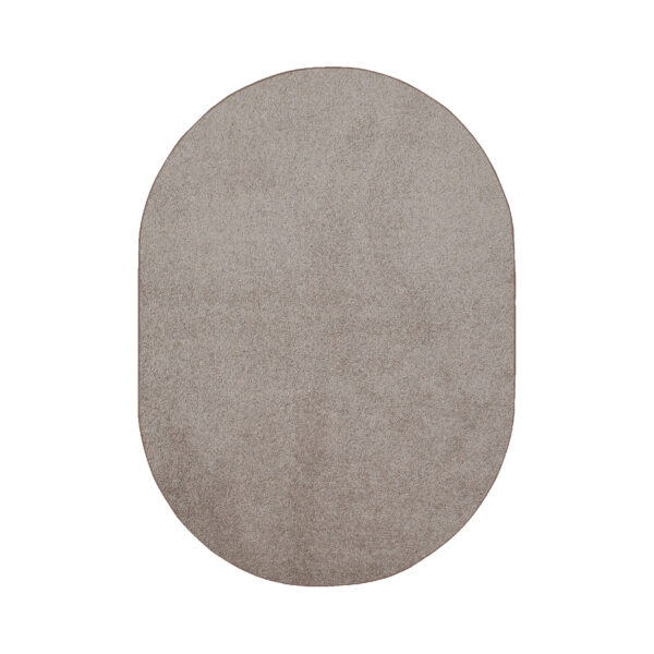 Modern Plush  5' X 7' Oval Beige Solid Color Pet and Kids Friendly Area Rugs