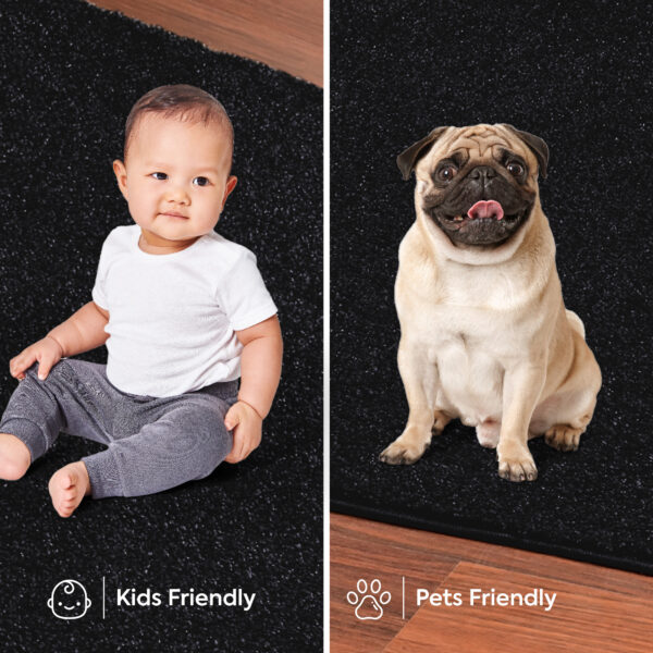 Modern Plush  2' X 12' Runner Black Solid Color Pet and Kids Friendly Area Rugs - Image 6