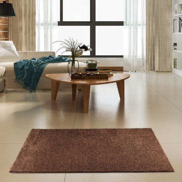 Modern Plush  2' X 6' Runner Brown Solid Color Pet and Kids Friendly Area Rugs - Image 2