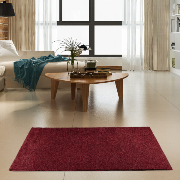 Modern Plush  3' X 12' Runner Burgundy Solid Color Pet and Kids Friendly Area Rugs - Image 2