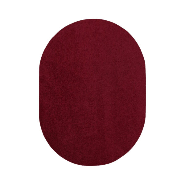 Modern Plush  5' X 7' Oval Burgundy Solid Color Pet and Kids Friendly Area Rugs