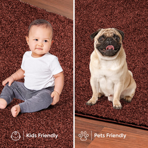 Modern Plush  2' X 10' Runner Chocolate Solid Color Pet and Kids Friendly Area Rugs - Image 6