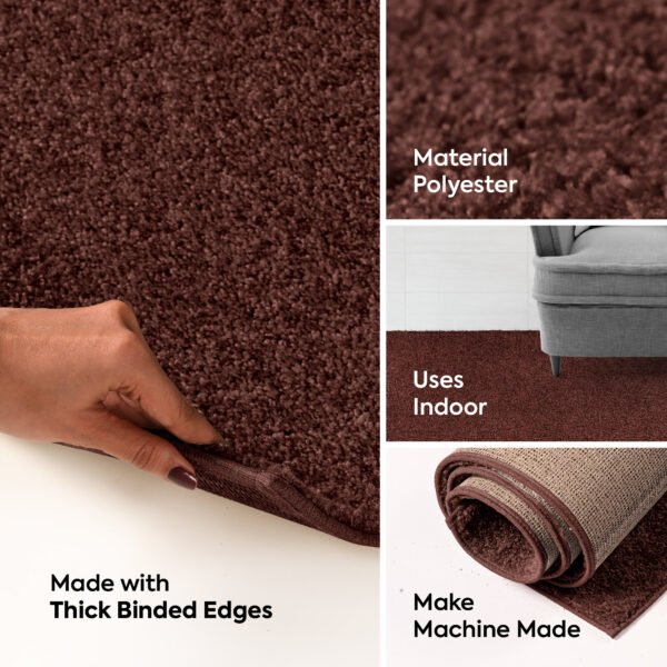 Modern Plush  2' X 10' Runner Chocolate Solid Color Pet and Kids Friendly Area Rugs - Image 8