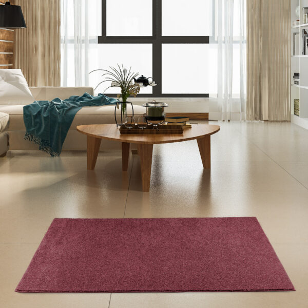 Modern Plush  18" X 36" Half Round Cranberry Solid Color Pet and Kids Friendly Area Rugs - Image 2