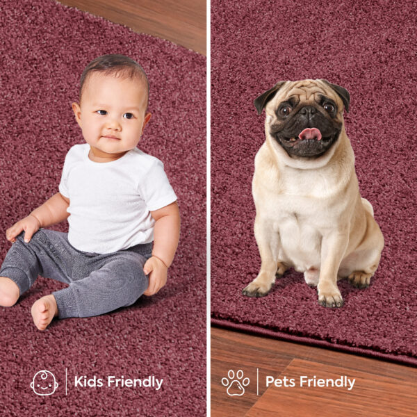 Modern Plush  18" X 36" Half Round Cranberry Solid Color Pet and Kids Friendly Area Rugs - Image 6