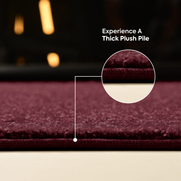 Modern Plush  18" X 36" Half Round Cranberry Solid Color Pet and Kids Friendly Area Rugs - Image 9