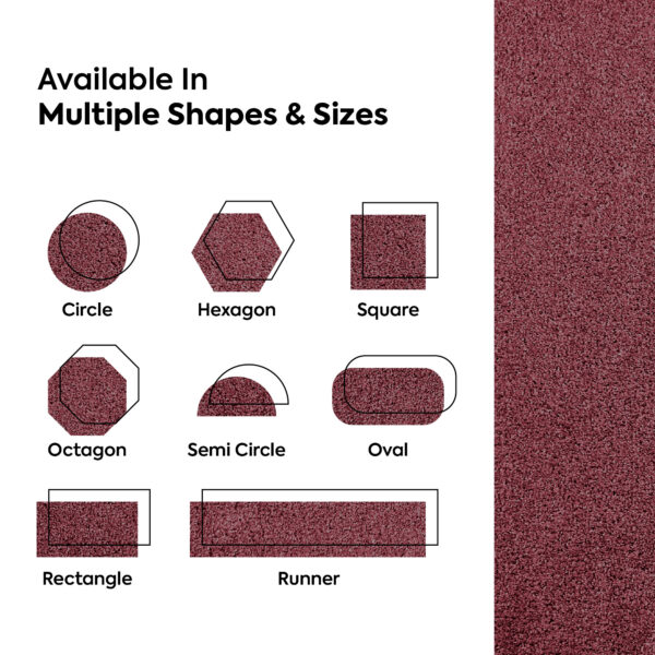 Modern Plush  18" X 36" Half Round Cranberry Solid Color Pet and Kids Friendly Area Rugs - Image 10