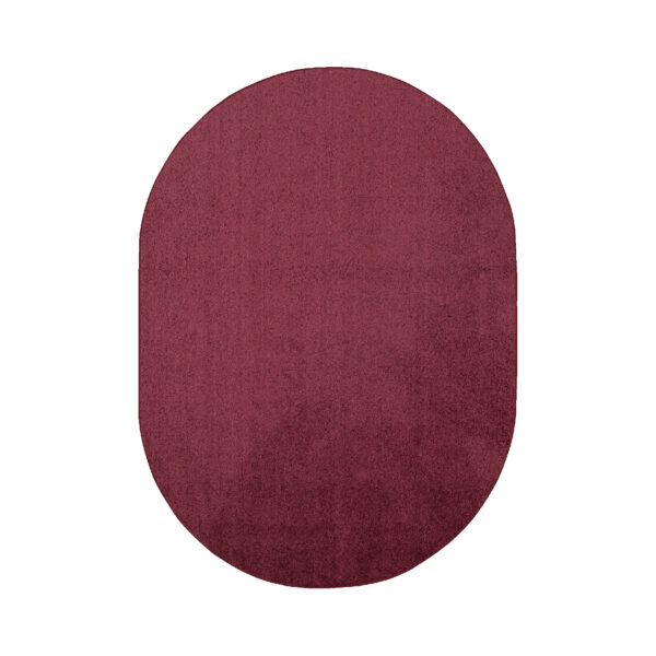 Modern Plush  6' X 8' Oval Cranberry Solid Color Pet and Kids Friendly Area Rugs