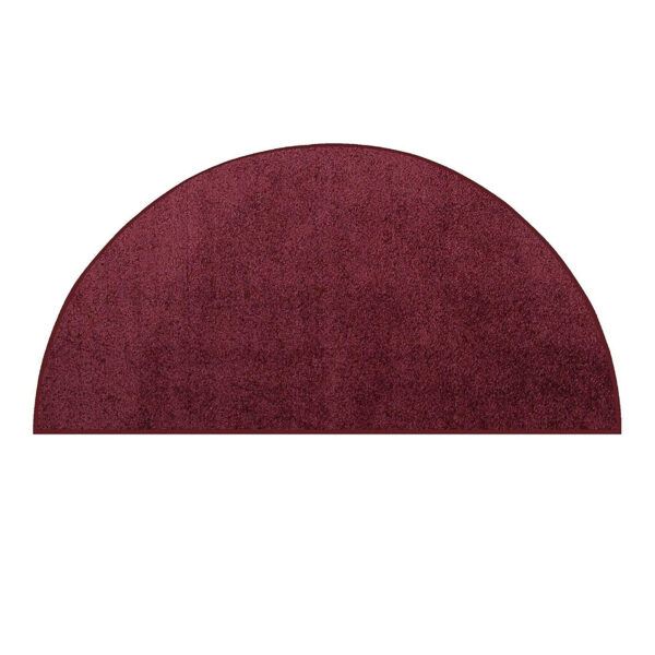 Modern Plush  18" X 36" Half Round Cranberry Solid Color Pet and Kids Friendly Area Rugs