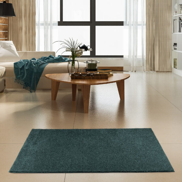 Modern Plush  5' Octagon Forest Green Solid Color Pet and Kids Friendly Area Rugs - Image 2