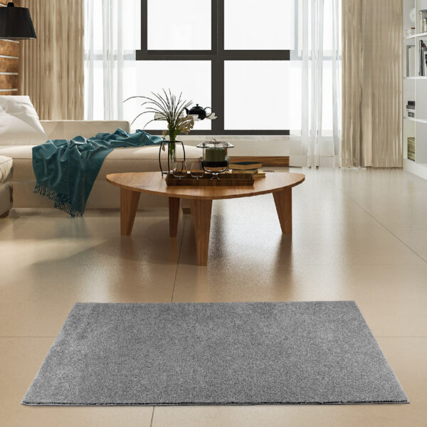 Modern Plush  18" X 36" Half Round Gray Solid Color Pet and Kids Friendly Area Rugs - Image 2