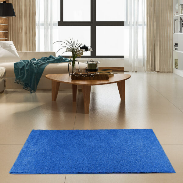 Modern Plush  2' X 10' Runner Indigo Blue Solid Color Pet and Kids Friendly Area Rugs - Image 2