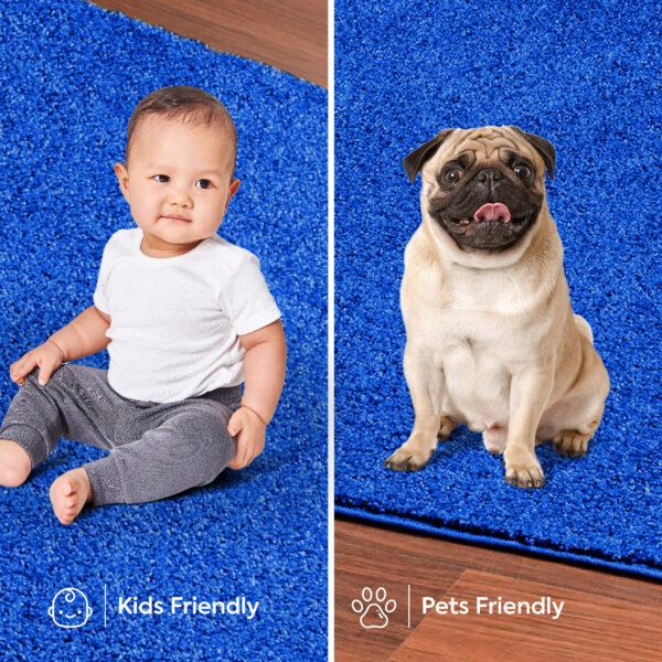 Modern Plush  2' X 10' Runner Indigo Blue Solid Color Pet and Kids Friendly Area Rugs - Image 8