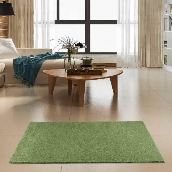 Modern Plush  4' X 20' Runner Lime Green Solid Color Pet and Kids Friendly Area Rugs - Image 2