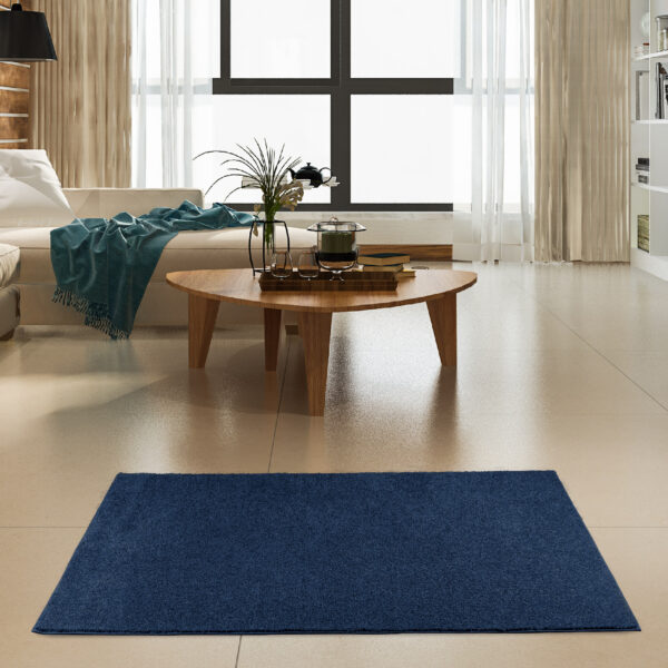 Modern Plush  2' X 12' Runner Navy Solid Color Pet and Kids Friendly Area Rugs - Image 2