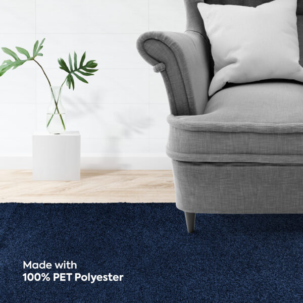 Modern Plush  2' X 12' Runner Navy Solid Color Pet and Kids Friendly Area Rugs - Image 4