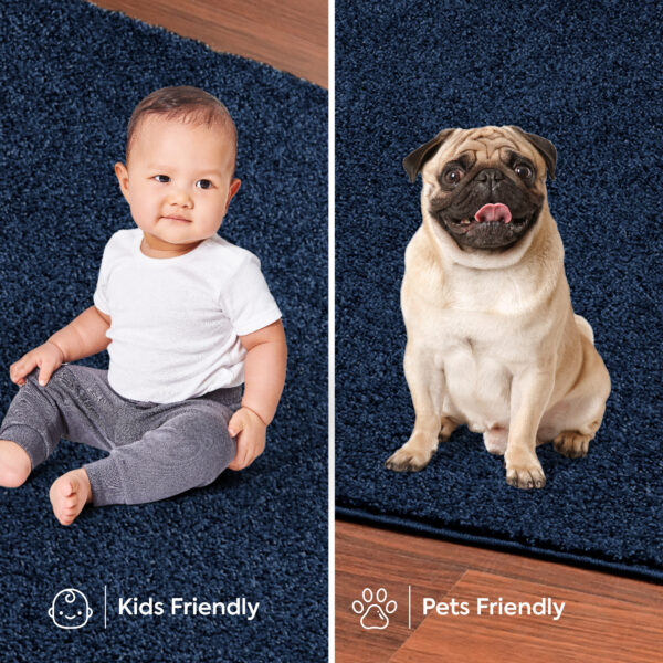 Modern Plush  2' X 12' Runner Navy Solid Color Pet and Kids Friendly Area Rugs - Image 6