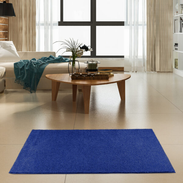 Modern Plush  3' X 12' Runner Neon Blue Solid Color Pet and Kids Friendly Area Rugs - Image 2