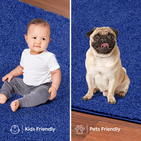 Modern Plush  3' X 12' Runner Neon Blue Solid Color Pet and Kids Friendly Area Rugs - Image 6