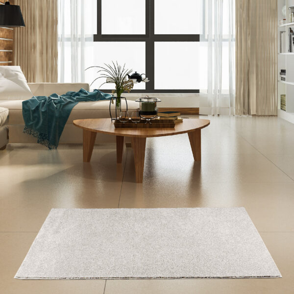 Modern Plush  18" X 36" Half Round Off White Solid Color Pet and Kids Friendly Area Rugs - Image 2