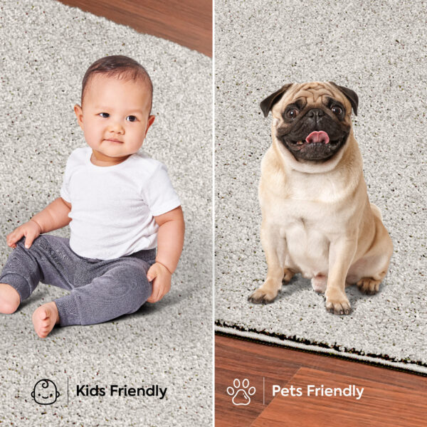 Modern Plush  18" X 36" Half Round Off White Solid Color Pet and Kids Friendly Area Rugs - Image 6