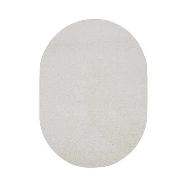 Modern Plush  5' X 7' Oval Off White Solid Color Pet and Kids Friendly Area Rugs