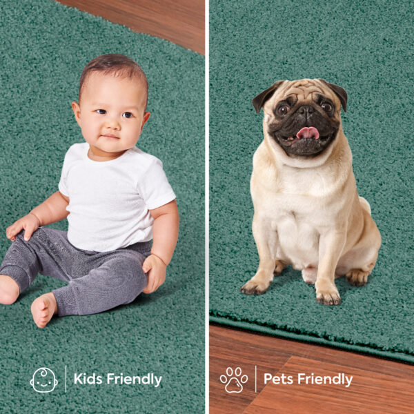 Modern Plush  3' X 12' Runner Olive Green Solid Color Pet and Kids Friendly Area Rugs - Image 5