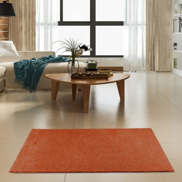 Modern Plush  2' X 10' Runner Orange Solid Color Pet and Kids Friendly Area Rugs - Image 2