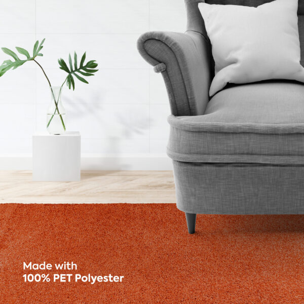 Modern Plush  2' X 10' Runner Orange Solid Color Pet and Kids Friendly Area Rugs - Image 4