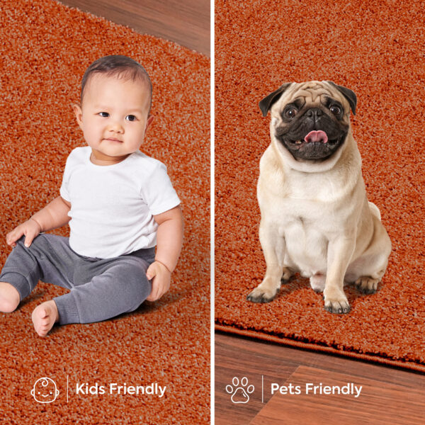 Modern Plush  2' X 10' Runner Orange Solid Color Pet and Kids Friendly Area Rugs - Image 6