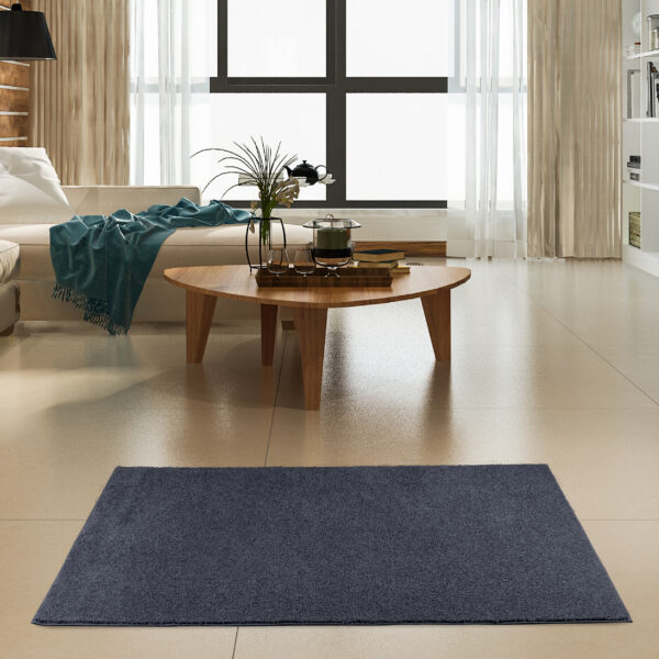 Modern Plush  4' Octagon Petrol Blue Solid Color Pet and Kids Friendly Area Rugs - Image 2