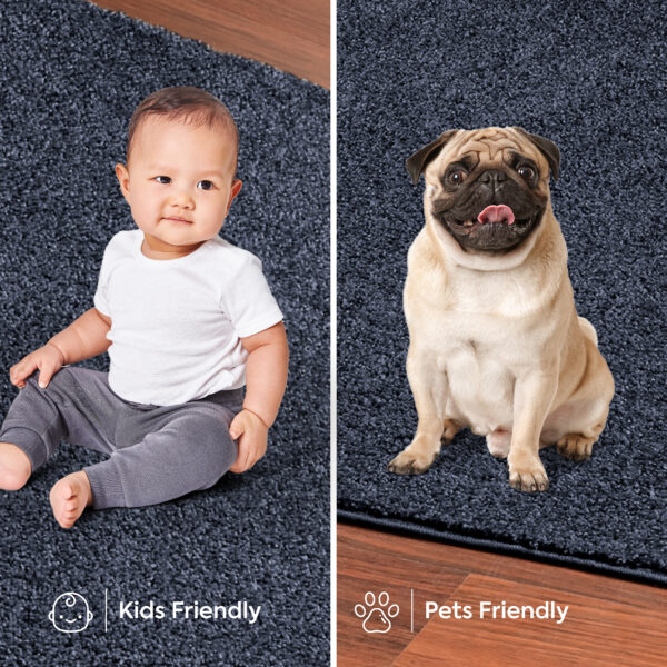 Modern Plush  3' X 12' Runner Petrol Blue Solid Color Pet and Kids Friendly Area Rugs - Image 6