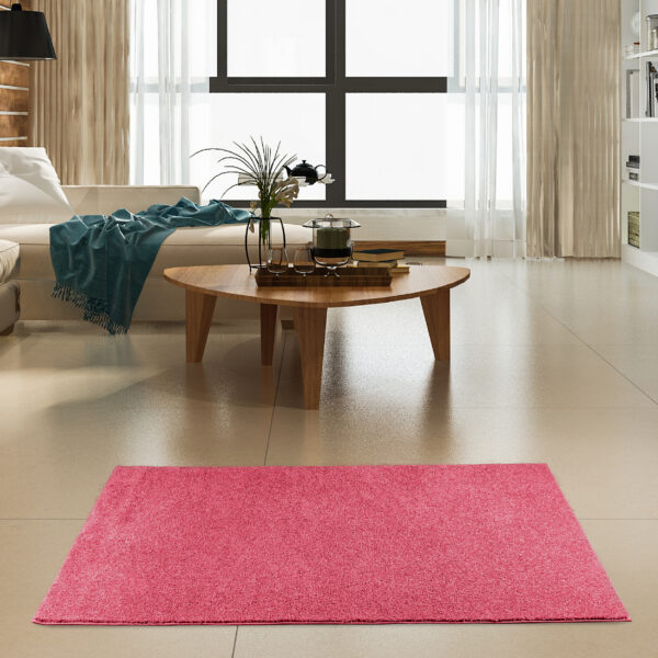 Modern Plush  2' X 8' Runner Pink Solid Color Pet and Kids Friendly Area Rugs - Image 2