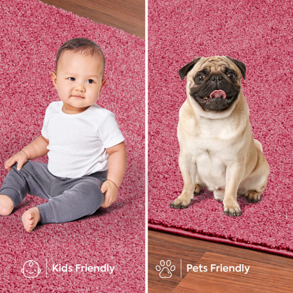 Modern Plush  2' X 8' Runner Pink Solid Color Pet and Kids Friendly Area Rugs - Image 6