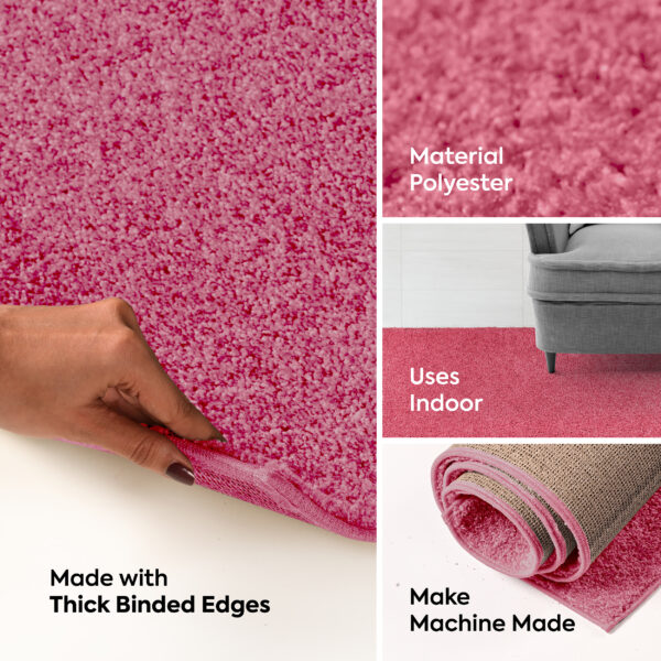 Modern Plush  2' X 8' Runner Pink Solid Color Pet and Kids Friendly Area Rugs - Image 8