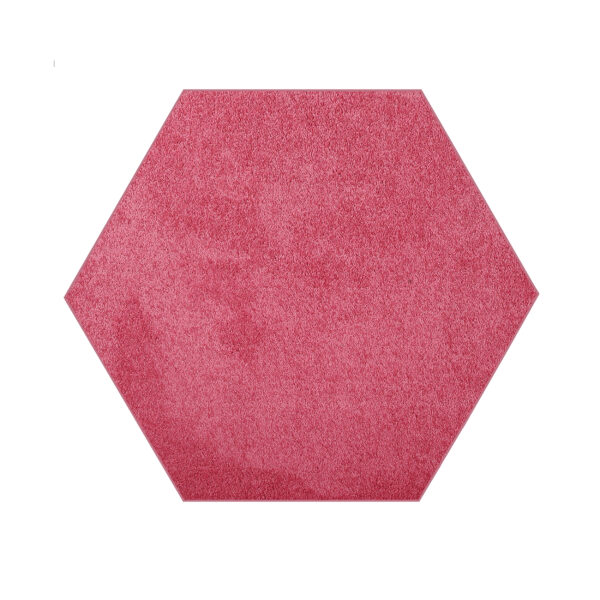 Modern Plush  2' Hexagon Pink Solid Color Pet and Kids Friendly Area Rugs