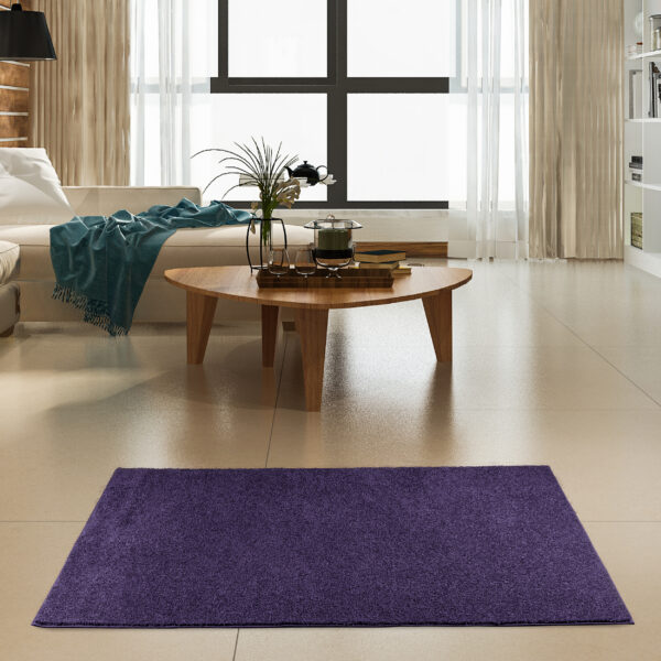 Modern Plush  2' X 10' Runner Purple Solid Color Pet and Kids Friendly Area Rugs - Image 2