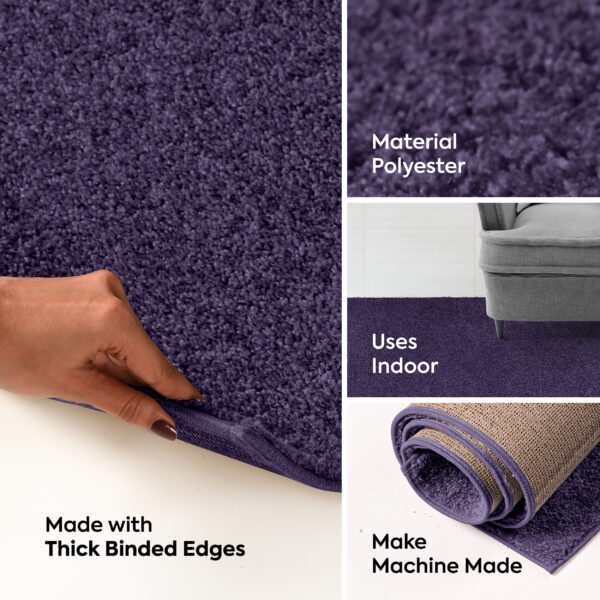 Modern Plush  2' X 10' Runner Purple Solid Color Pet and Kids Friendly Area Rugs - Image 8