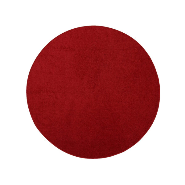 Modern Plush  4' Round Red Solid Color Pet and Kids Friendly Area Rugs