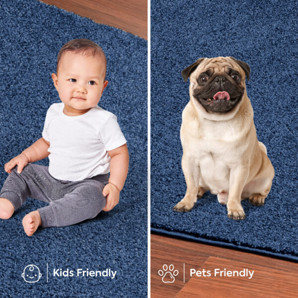 Modern Plush  4' X 46' Runner Royal Solid Color Pet and Kids Friendly Area Rugs - Image 6