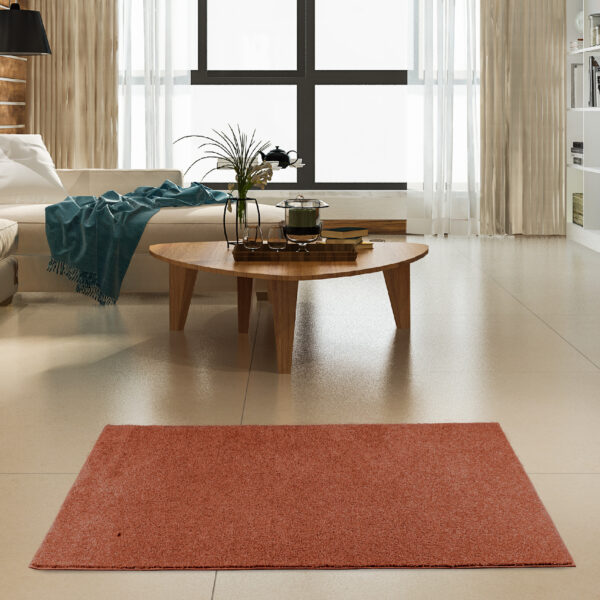 Modern Plush  3' Round Rust Solid Color Pet and Kids Friendly Area Rugs - Image 2