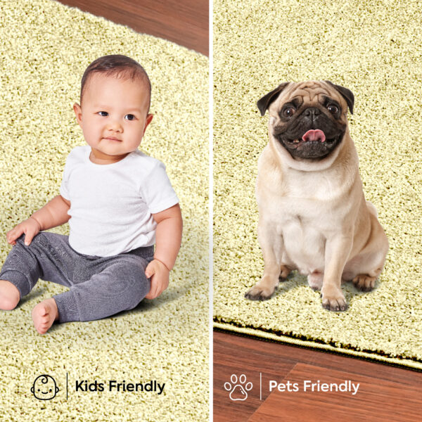 Modern Plush  9' X 12' Rectangle Yellow Solid Color Pet and Kids Friendly Area Rugs - Image 6