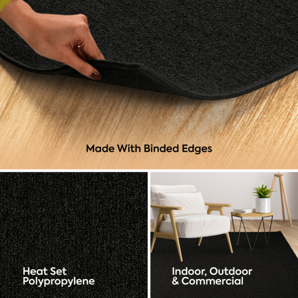 Modern Indoor Outdoor 4' Round Black Commercial Solid Color Area Rugs - Image 7