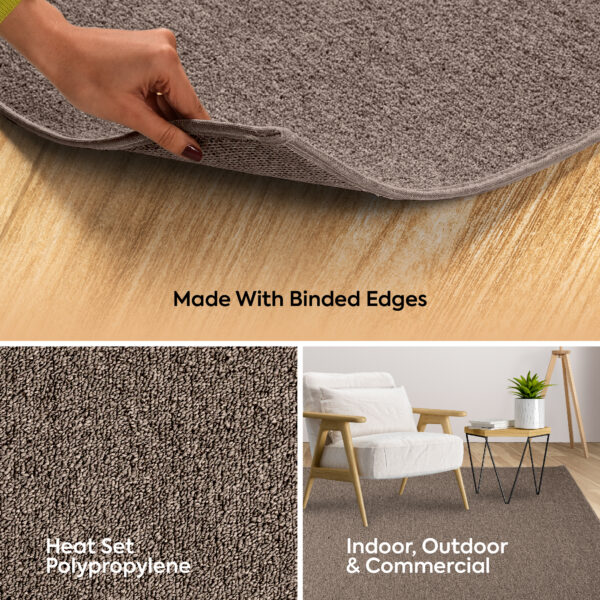 Modern Indoor Outdoor 9' X 12' Rectangle Brown Commercial Solid Color Area Rugs - Image 7