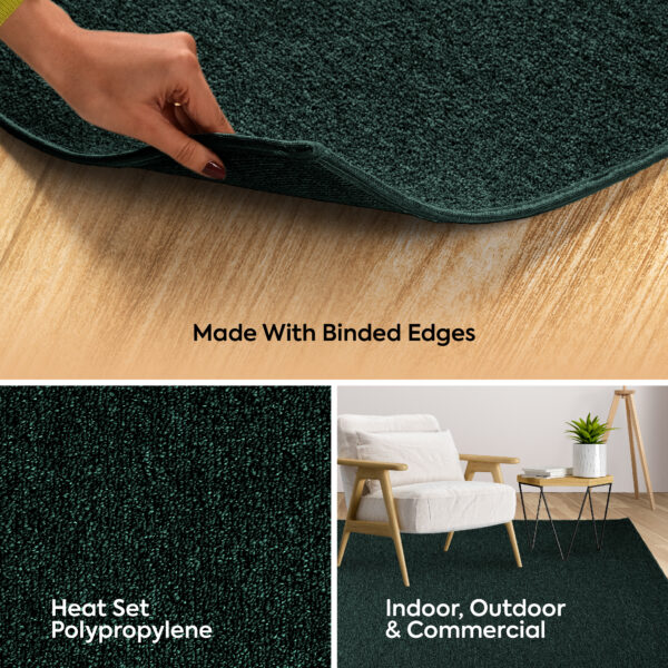 Modern Indoor Outdoor 5' X 7' Rectangle Dark Green Commercial Solid Color Area Rugs - Image 7