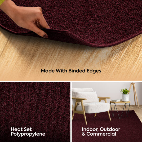 Modern Indoor Outdoor 2' X 12' Runner Burgundy Commercial Solid Color Area Rugs - Image 7