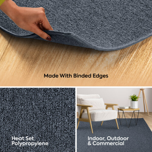 Modern Indoor Outdoor 9' X 12' Rectangle Petrol Blue Commercial Solid Color Area Rugs - Image 7