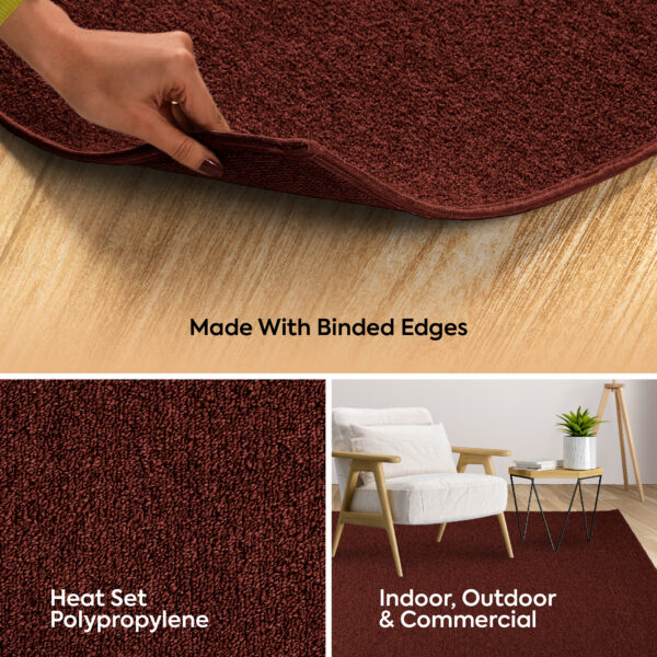 Modern Indoor Outdoor 5' X 7' Oval Rust Commercial Solid Color Area Rugs - Image 7