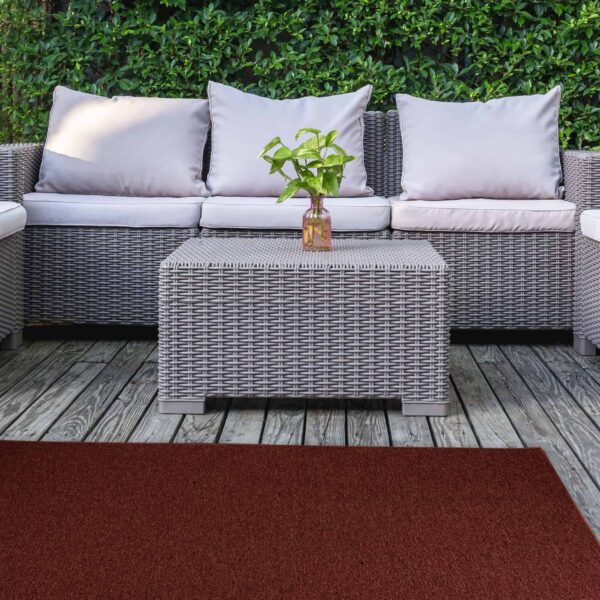 Modern Indoor Outdoor 5' X 7' Oval Rust Commercial Solid Color Area Rugs - Image 3